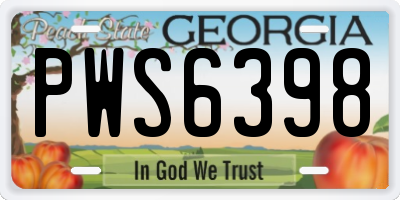 GA license plate PWS6398