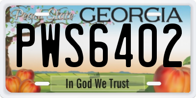GA license plate PWS6402
