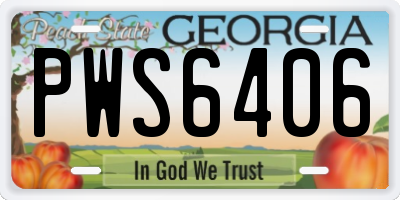 GA license plate PWS6406