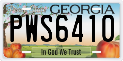 GA license plate PWS6410