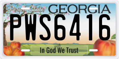 GA license plate PWS6416