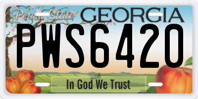 GA license plate PWS6420