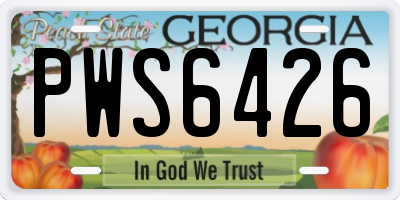 GA license plate PWS6426