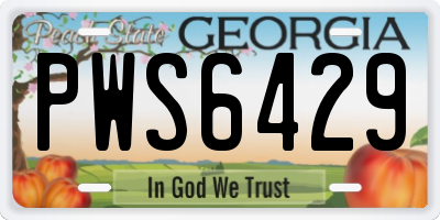 GA license plate PWS6429