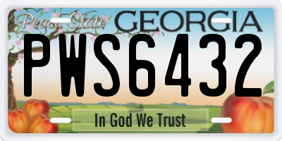 GA license plate PWS6432