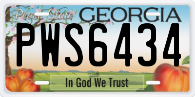 GA license plate PWS6434