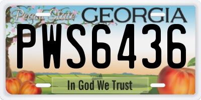 GA license plate PWS6436