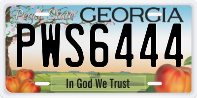 GA license plate PWS6444