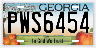 GA license plate PWS6454