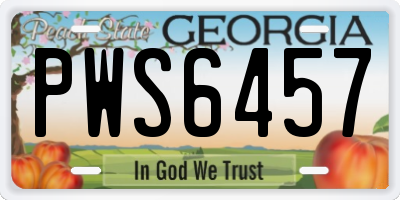 GA license plate PWS6457