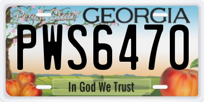 GA license plate PWS6470