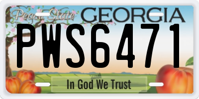 GA license plate PWS6471