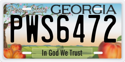GA license plate PWS6472