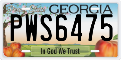 GA license plate PWS6475