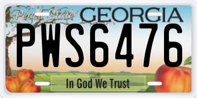GA license plate PWS6476