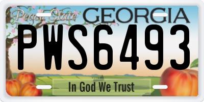 GA license plate PWS6493