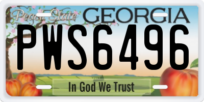 GA license plate PWS6496
