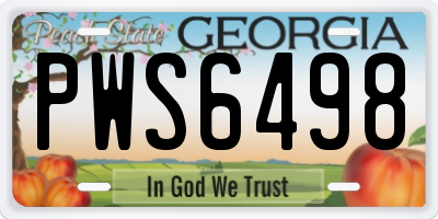 GA license plate PWS6498