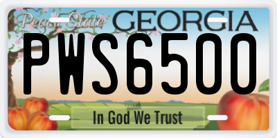 GA license plate PWS6500