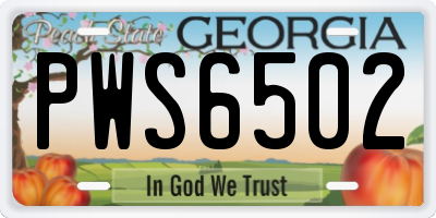 GA license plate PWS6502