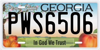 GA license plate PWS6506