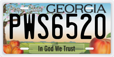 GA license plate PWS6520