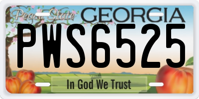 GA license plate PWS6525