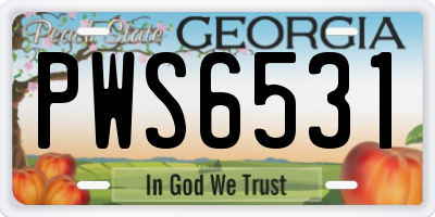 GA license plate PWS6531