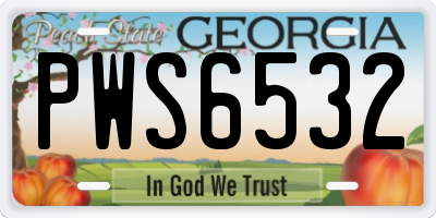 GA license plate PWS6532