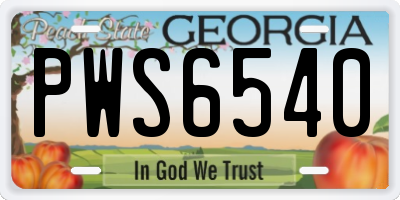 GA license plate PWS6540