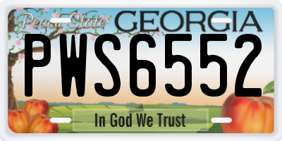 GA license plate PWS6552