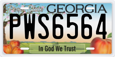 GA license plate PWS6564