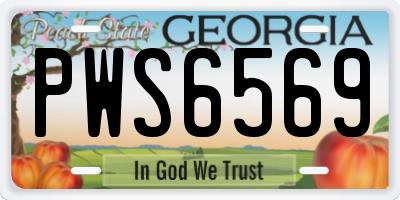 GA license plate PWS6569