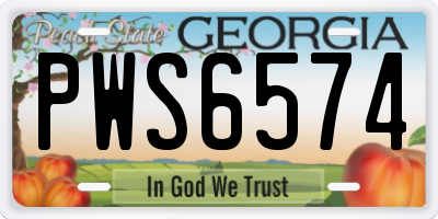 GA license plate PWS6574