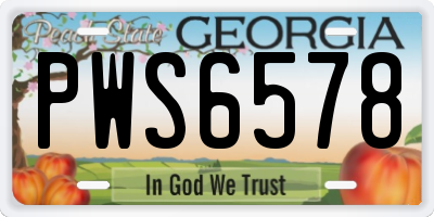 GA license plate PWS6578