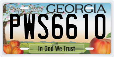GA license plate PWS6610
