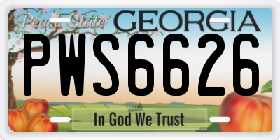 GA license plate PWS6626