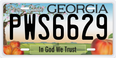 GA license plate PWS6629