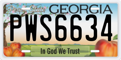 GA license plate PWS6634