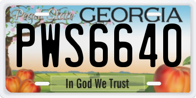GA license plate PWS6640