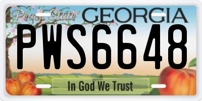 GA license plate PWS6648