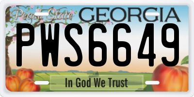GA license plate PWS6649