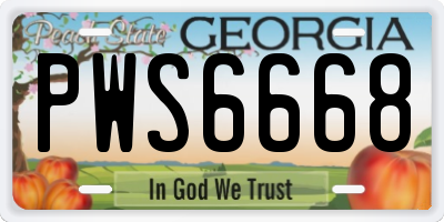 GA license plate PWS6668