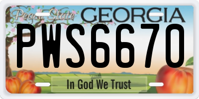 GA license plate PWS6670
