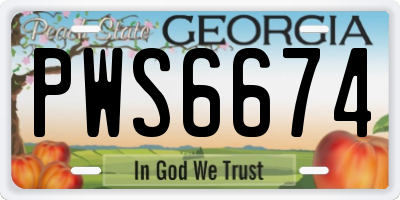 GA license plate PWS6674