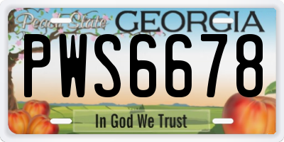 GA license plate PWS6678