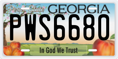 GA license plate PWS6680