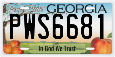 GA license plate PWS6681