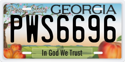GA license plate PWS6696