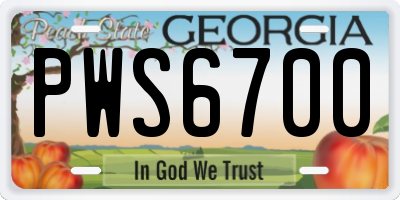 GA license plate PWS6700